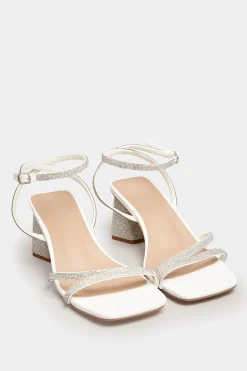 Limited Collection Limited Collection White Diamante Strappy Heel Sandals In Wide E Fit & Extra Wide Eee Fit