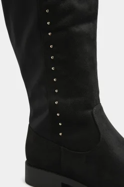 Limited Collection Limited Collection Black Stud Over The Knee Boots In Wide E Fit & Extra Wide Eee Fit