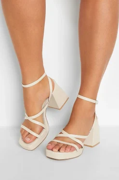 Limited Collection Limited Collection Cream Strappy Platform Block Heel Sandals In Wide E Fit & Extra Wide Eee Fit