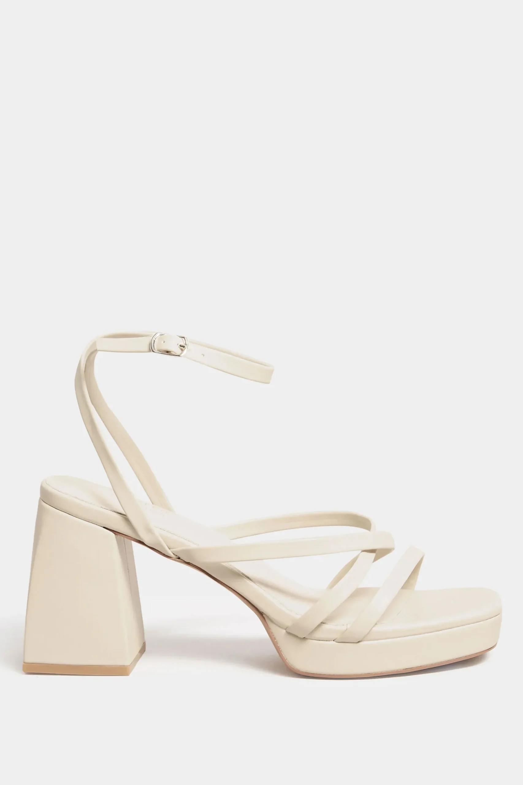 Limited Collection Limited Collection Cream Strappy Platform Block Heel Sandals In Wide E Fit & Extra Wide Eee Fit