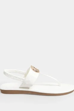 Limited Collection Limited Collection White & Gold Double Ring Sandals In Wide E Fit & Extra Wide Eee Fit