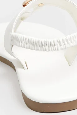 Limited Collection Limited Collection White & Gold Double Ring Sandals In Wide E Fit & Extra Wide Eee Fit