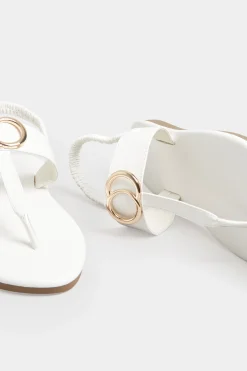 Limited Collection Limited Collection White & Gold Double Ring Sandals In Wide E Fit & Extra Wide Eee Fit
