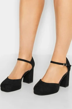 Limited Collection Limited Collection Black Platform Court Shoes In Extra Wide Eee Fit