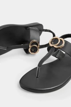 Limited Collection Limited Collection Black & Gold Double Ring Sandals In Wide E Fit & Extra Wide Eee Fit
