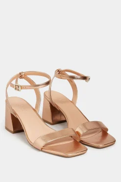 Limited Collection Limited Collection Rose Gold Block Heel Sandals In Wide E Fit & Extra Wide Eee Fit