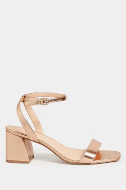 Limited Collection Limited Collection Rose Gold Block Heel Sandals In Wide E Fit & Extra Wide Eee Fit