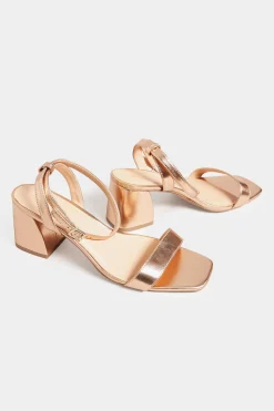 Limited Collection Limited Collection Rose Gold Block Heel Sandals In Wide E Fit & Extra Wide Eee Fit