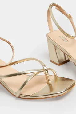 Limited Collection Limited Collection Gold Mid Toe Post Heeled Sandals In Extra Wide Eee Fit