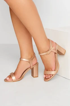 Limited Collection Limited Collection Rose Gold Block Heel Sandals In Wide E Fit & Extra Wide Fit