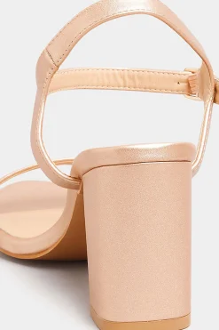 Limited Collection Limited Collection Rose Gold Block Heel Sandals In Wide E Fit & Extra Wide Fit