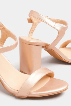 Limited Collection Limited Collection Rose Gold Block Heel Sandals In Wide E Fit & Extra Wide Fit