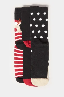 Lts Lts 3 Pack Black Novelty Reindeer Ankle Socks
