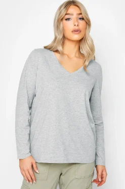 M&Co M&Co Grey V-Neck Long Sleeve T-Shirt
