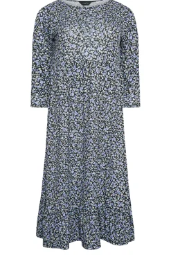 M&Co Petites M&Co Petite Blue Ditsy Floral Print Midi Dress