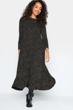 M&Co Petites M&Co Petite Black Spot Print Midi Dress