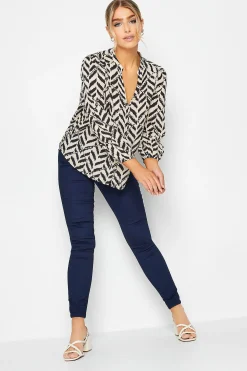 M&Co Petites M&Co Petite Cream Abstract Patterned Blouse