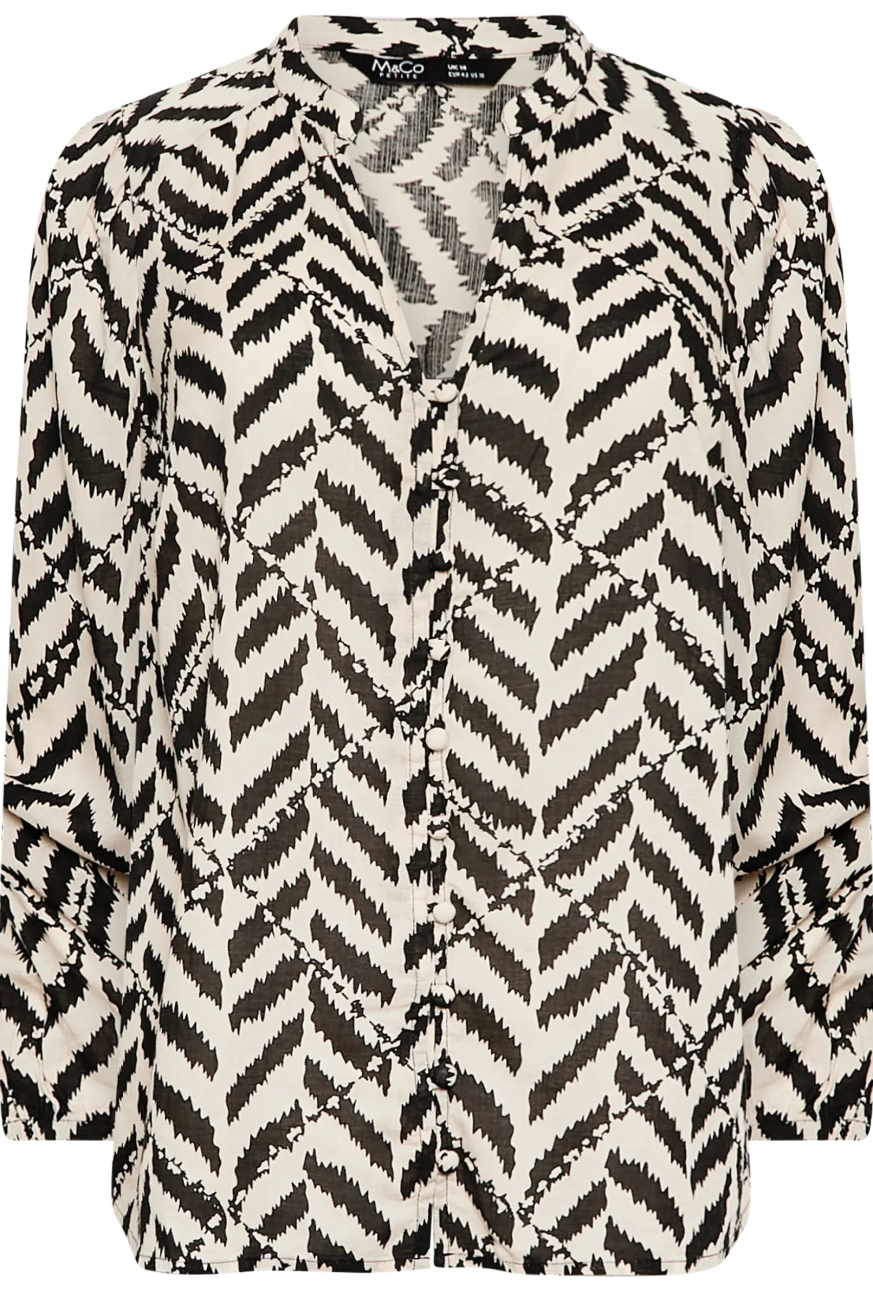 M&Co Petites M&Co Petite Cream Abstract Patterned Blouse