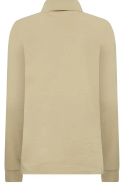 M&Co Womens M&Co Beige Brown Turtle Neck Long Sleeve Cotton Blend Top