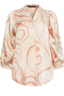 M&Co Womens M&Co Beige Brown Abstract Print 3/4 Sleeve Blouse