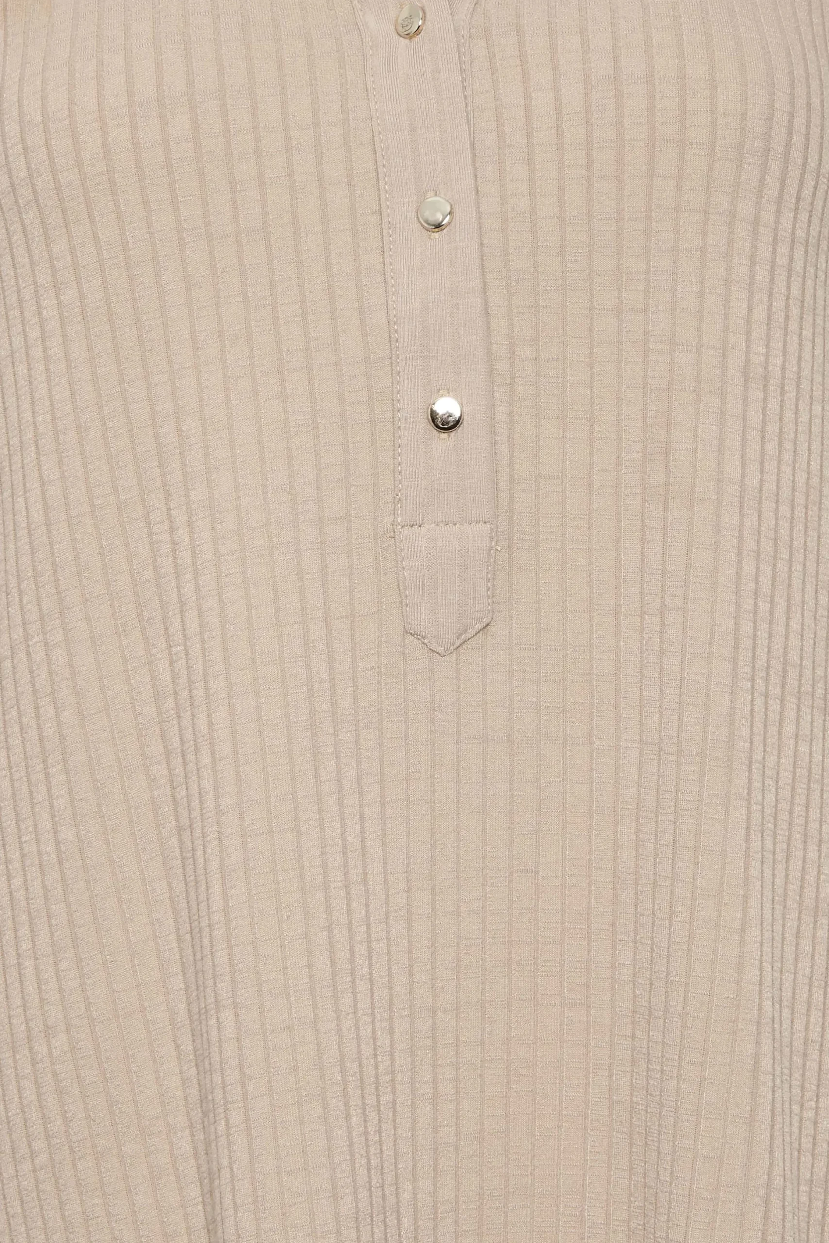 M&Co Womens M&Co Beige Brown Ribbed V-Neck Shirt
