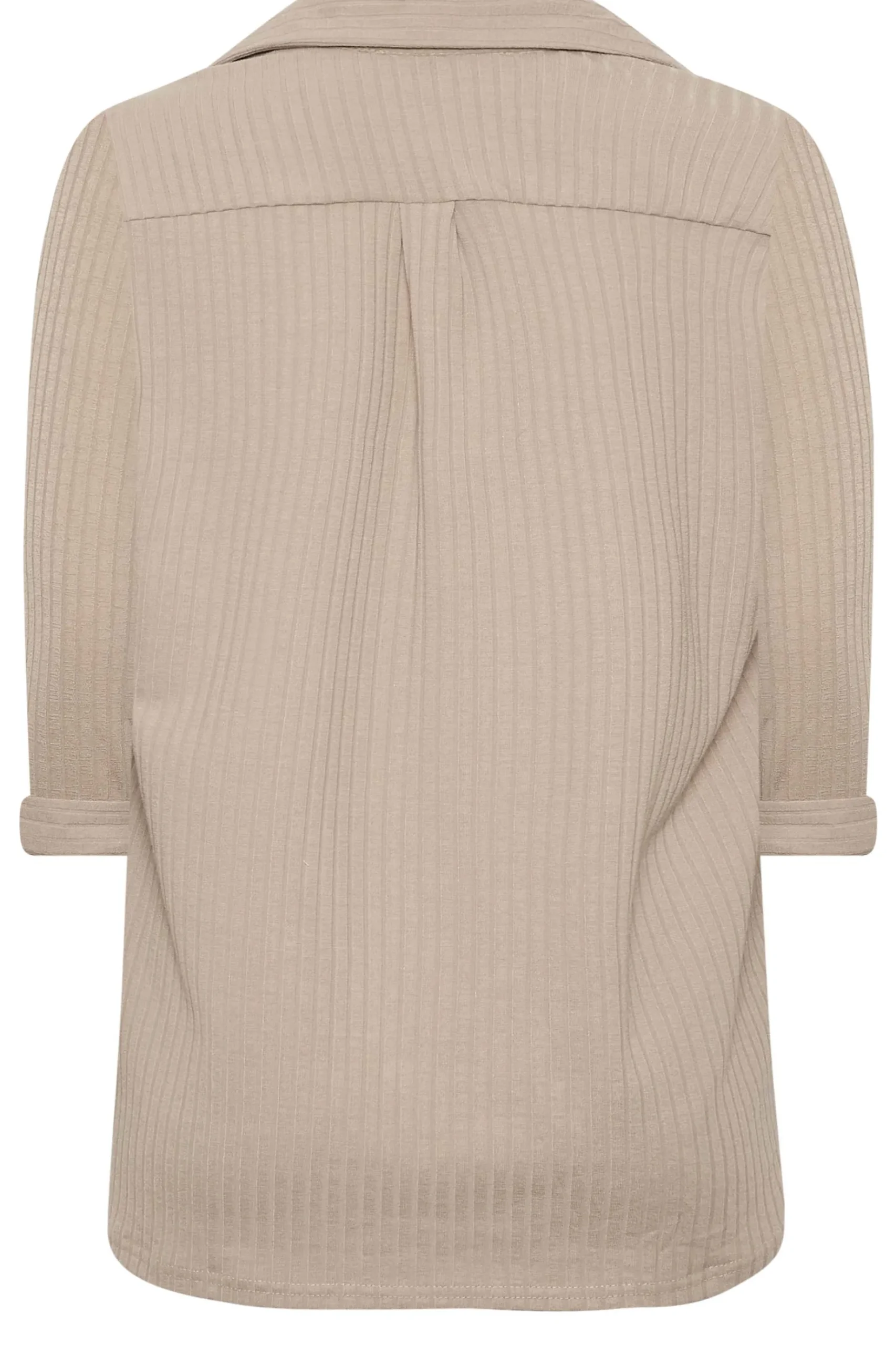 M&Co Womens M&Co Beige Brown Ribbed V-Neck Shirt