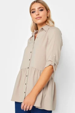 M&Co Womens M&Co Beige Brown Frill Hem Shirt