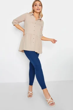 M&Co Womens M&Co Beige Brown Frill Hem Shirt
