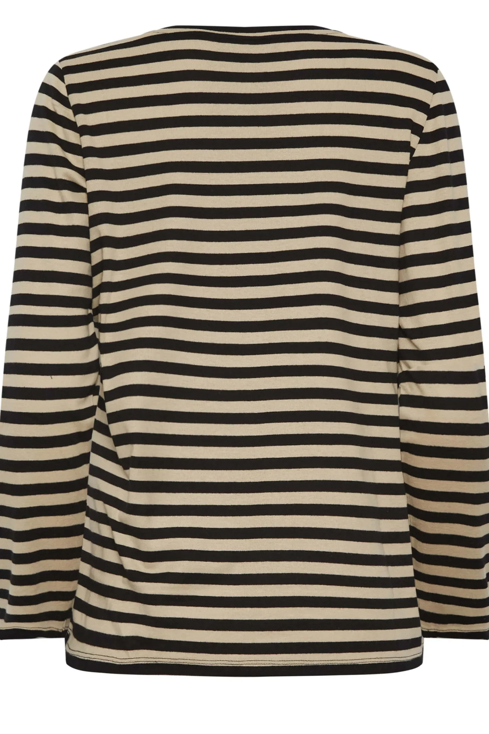 M&Co Womens M&Co Beige Brown Stripe V-Neck Cotton Long Sleeve T-Shirt