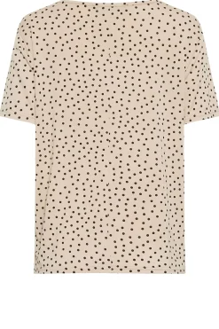 M&Co Womens M&Co Beige Brown Spot Print Tie Detail T-Shirt