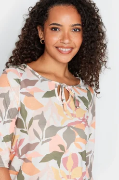 M&Co Womens M&Co Beige Brown Floral Tie Front Top
