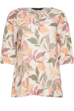 M&Co Womens M&Co Beige Brown Floral Tie Front Top