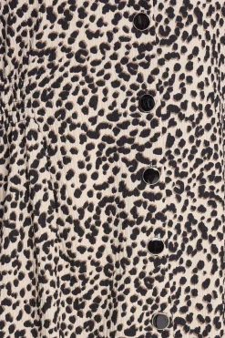 M&Co Womens M&Co Beige Brown Leopard Print Button Through Midaxi Dress
