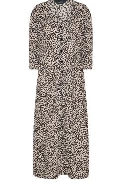 M&Co Womens M&Co Beige Brown Leopard Print Button Through Midaxi Dress
