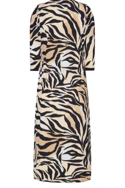 M&Co Womens M&Co Beige Brown Zebra Print Button Through Midaxi Dress