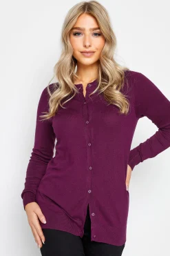 M&Co Womens M&Co Berry Red Ribbed Shoulder Cardigan