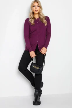 M&Co Womens M&Co Berry Red Ribbed Shoulder Cardigan