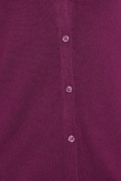 M&Co Womens M&Co Berry Red Ribbed Shoulder Cardigan