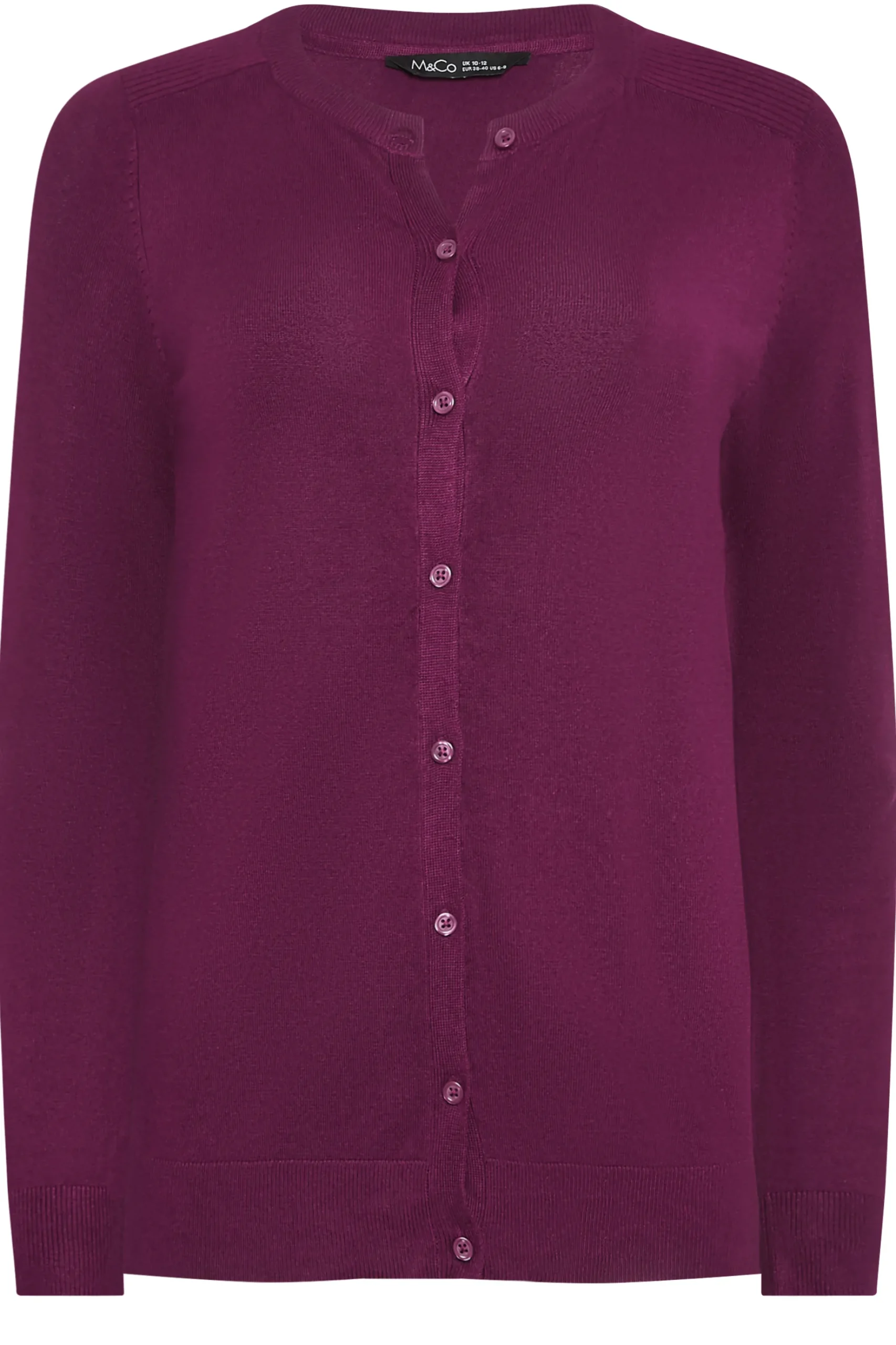 M&Co Womens M&Co Berry Red Ribbed Shoulder Cardigan
