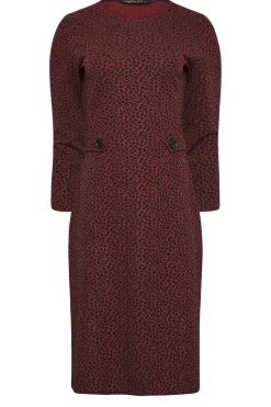 M&Co Womens M&Co Berry Red Animal Jacquard Shift Dress