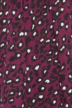 M&Co Womens M&Co Berry Red Animal Print Cotton Henley Top