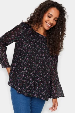 M&Co Womens M&Co Bird Print Pleated Blouse