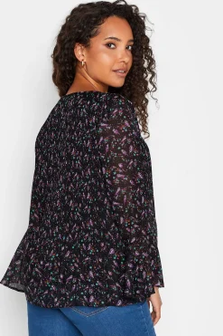 M&Co Womens M&Co Bird Print Pleated Blouse