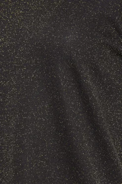 M&Co Womens M&Co Black & Gold Shimmer Ruched Sleeve Blouse