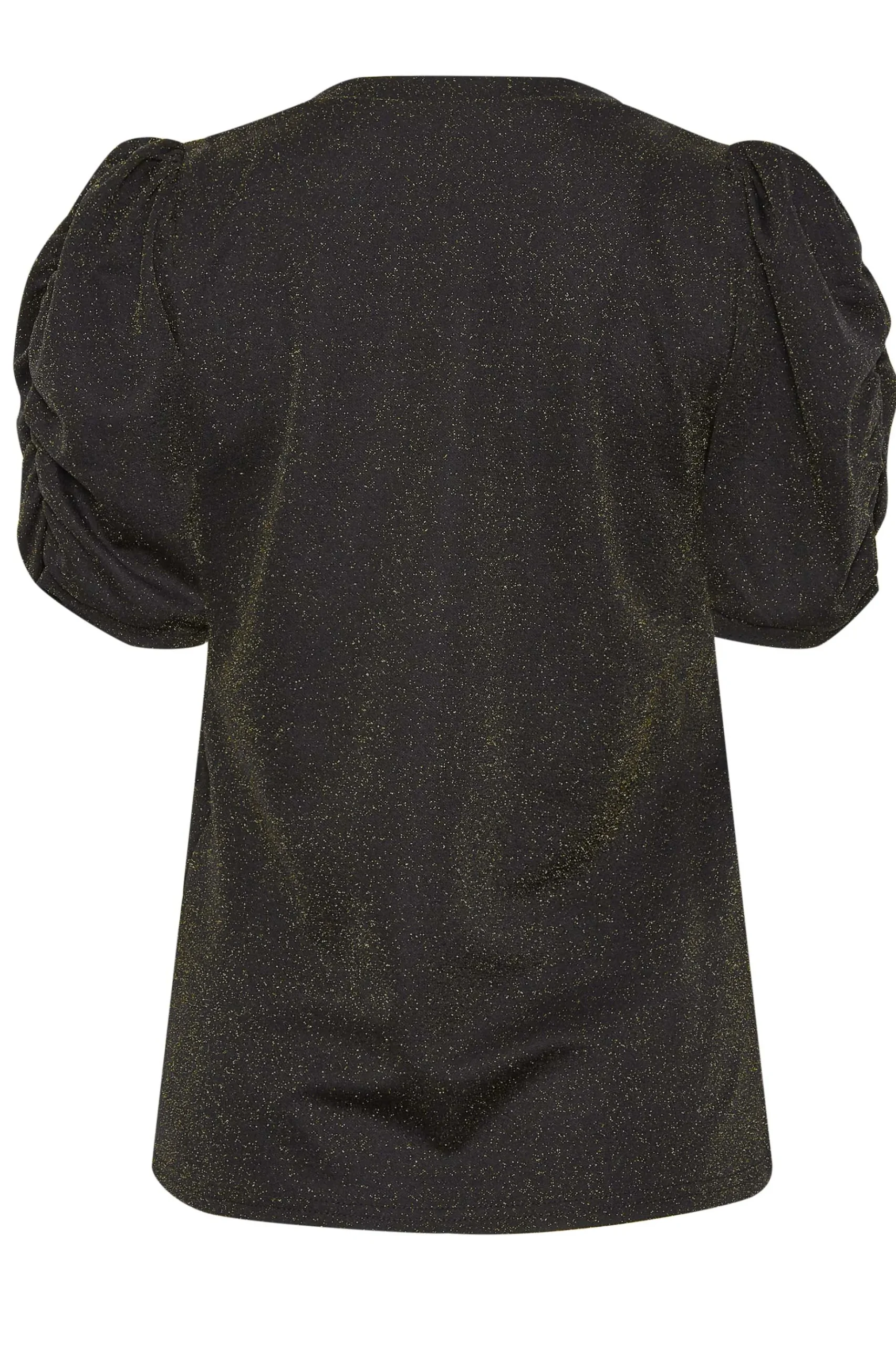M&Co Womens M&Co Black & Gold Shimmer Ruched Sleeve Blouse