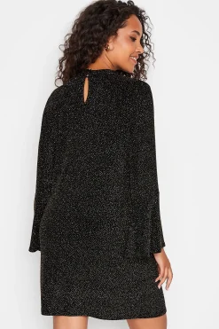 M&Co Womens M&Co Black & Gold Shimmer Bell Sleeve Dress