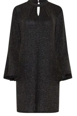 M&Co Womens M&Co Black & Gold Shimmer Bell Sleeve Dress