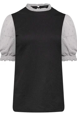 M&Co Womens M&Co Black & Grey Contrast Sleeve Blouse