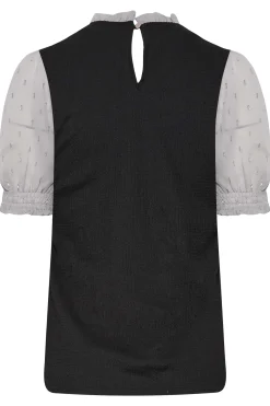 M&Co Womens M&Co Black & Grey Contrast Sleeve Blouse