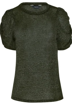 M&Co Womens M&Co Black & Silver Shimmer Ruched Sleeve Blouse